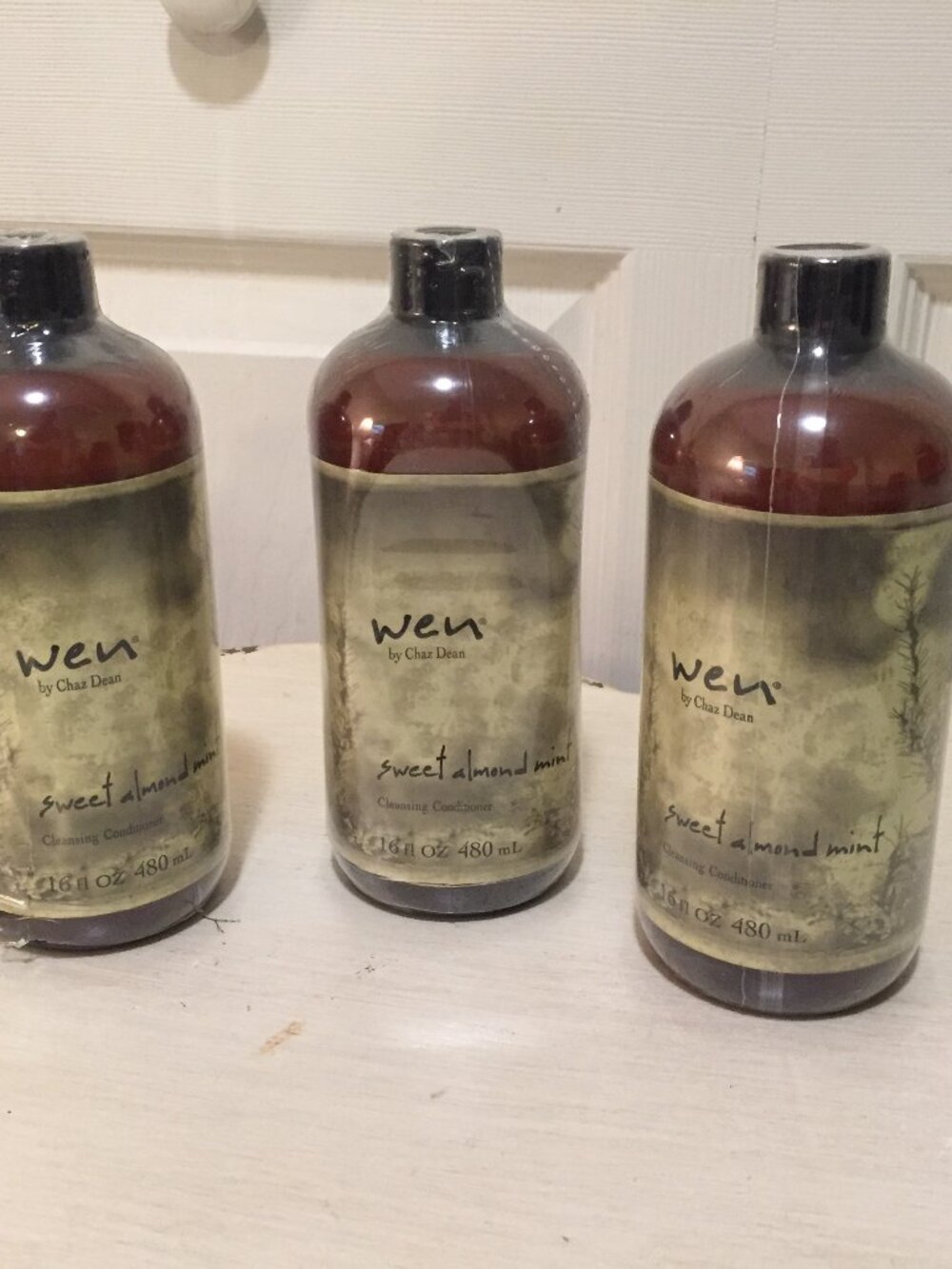 3 Pack Wen by Chaz Dean Sweet Almond Mint Cleansing Conditioner 16 oz Bottles N
